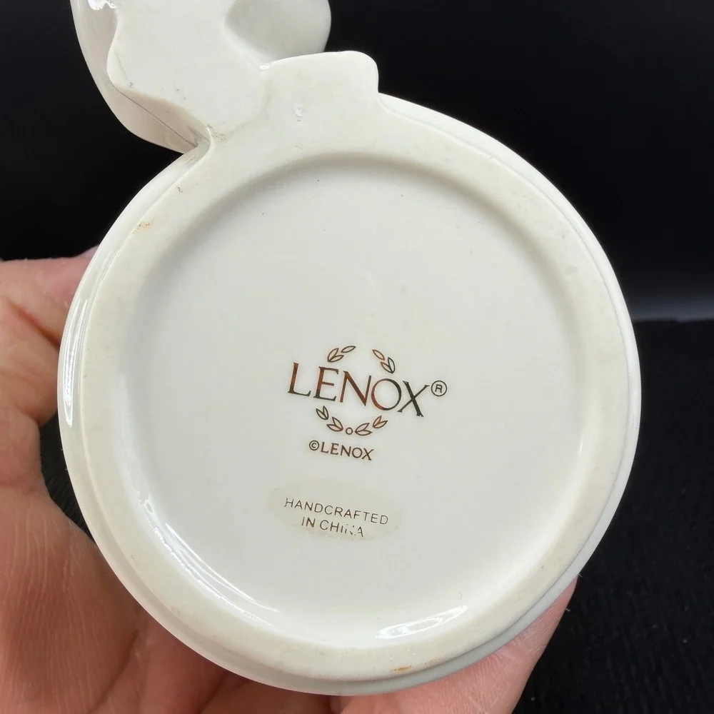 Lenox Porcelain Frog Planter Ivory Gold Trim Faux Pearl Floral Garden Decor READ